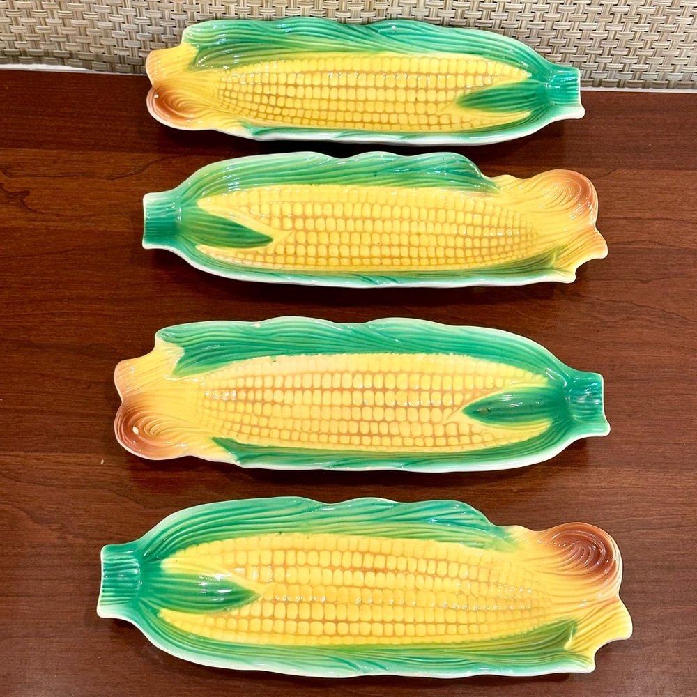 🌟5xHP🌟VTG 1960s-70s Set of 4 Ceramic Corn-On-The-Cob  Dishes